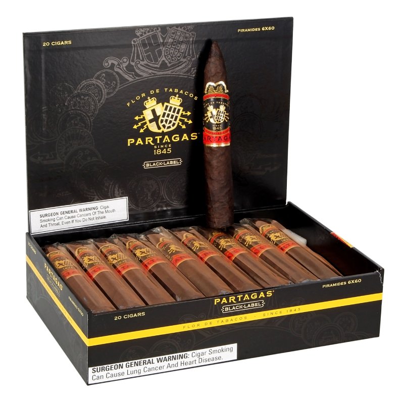 PARTAGAS BLACK LABEL PIRAMIDES (6X60) BOX OF 20