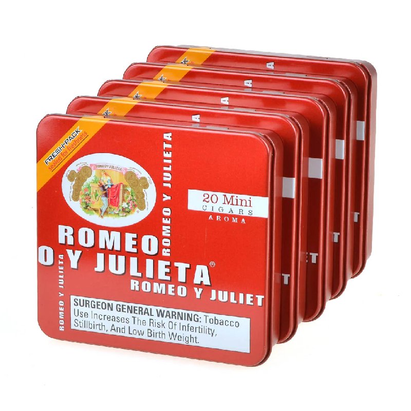 ROMEO Y JULIETA MINI SPAIN AROMA RED TINS UNIT OF 100 (5 TINS OF 20)