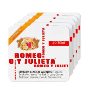 ROMEO Y JULIETA MINI SPAIN ORIGINAL WHITE TINS UNIT OF 100 (5 TINS OF 20)