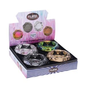 FUJIMA CRYSTAL COLORIZED ASHTRAY – 4INCH -4CT BOX