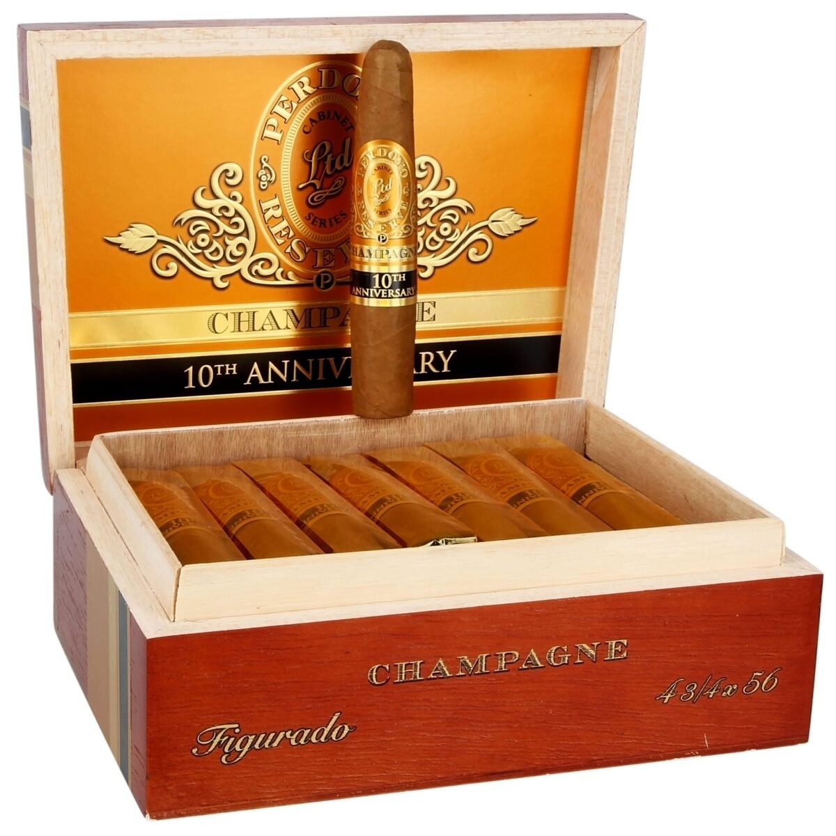 PERDOMO RESERVE 10 ANNIVERSARY FIGURADO CHAMPAGNE (4 3/4X46) CONN BOX OF 25